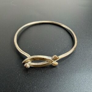 James Avery Sterling Silver 925 Bracelet Hammered Religious Fish Hook On Retired